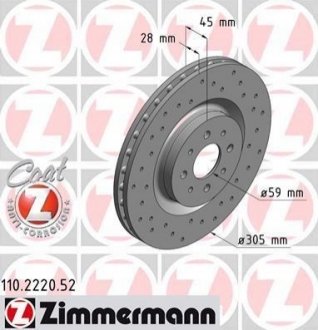 Гальмівний диск ZIMMERMANN 110222052 (фото 1)