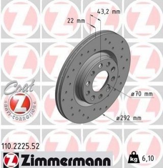 Гальмівний диск ZIMMERMANN 110222552 (фото 1)