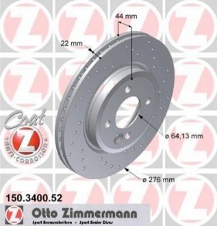 Гальмівний диск ZIMMERMANN 150340052 (фото 1)