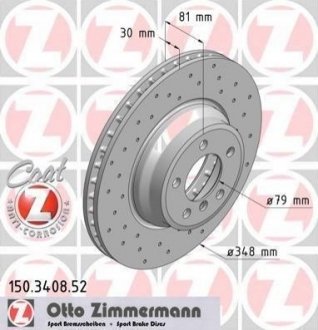 Гальмівний диск (передній) ZIMMERMANN 150.3408.52 (фото 1)
