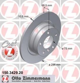 Тормозной диск (задний) ZIMMERMANN 150.3429.20 (фото 1)