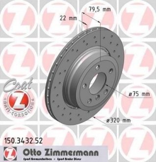Тормозной диск (задний) ZIMMERMANN 150.3432.52 (фото 1)