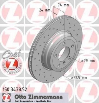 Гальмівний диск (задній) ZIMMERMANN 150.3438.52 (фото 1)