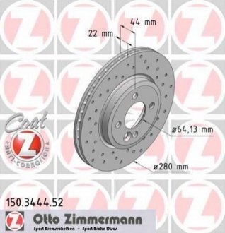 Гальмівний диск ZIMMERMANN 150344452 (фото 1)