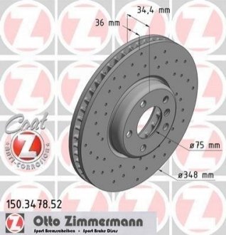 Тормозной диск (передний) ZIMMERMANN 150.3478.52 (фото 1)