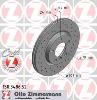 Гальмівний диск ZIMMERMANN 150348652 (фото 1)