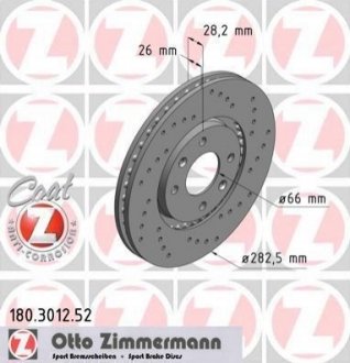 Гальмівний диск ZIMMERMANN 180301252 (фото 1)
