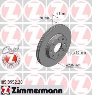 Тормозной диск (передний) ZIMMERMANN 185.3952.20 (фото 1)
