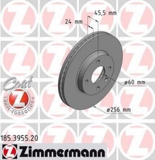 Тормозной диск (передний) ZIMMERMANN 185.3955.20 (фото 1)