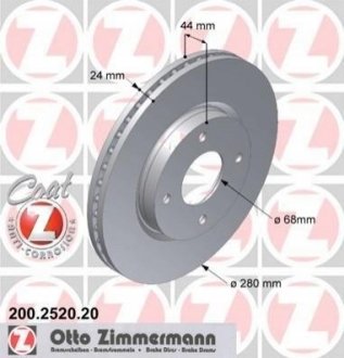 Гальмівний диск (передній) ZIMMERMANN 200.2520.20 (фото 1)
