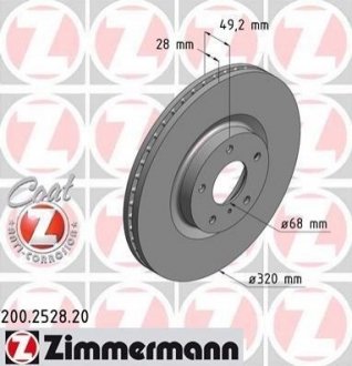Тормозной диск (передний) ZIMMERMANN 200.2528.20 (фото 1)