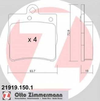 Дисковые тормозные колодки (задние) ZIMMERMANN 21919.150.1 (фото 1)