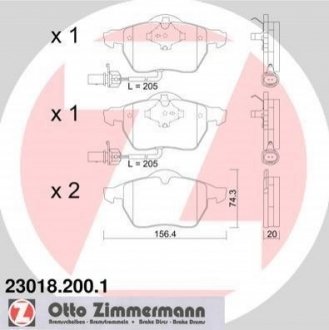 Дисковые тормозные колодки (передние) ZIMMERMANN 23018.200.1 (фото 1)