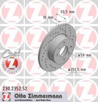 Гальмівний диск ZIMMERMANN 230235252 (фото 1)
