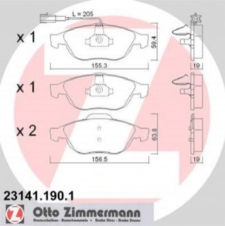 Гальмівні колодки, дискове гальмо (набір) ZIMMERMANN 231411901 (фото 1)