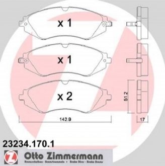 Дисковые тормозные колодки (передние) ZIMMERMANN 23234.170.1 (фото 1)