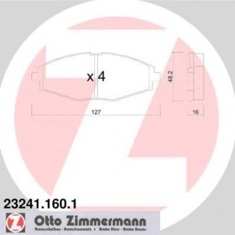Дисковые тормозные колодки (передние) ZIMMERMANN 232411601 (фото 1)