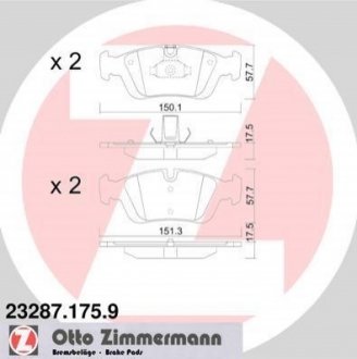 Гальмівні колодки, дискове гальмо (набір) ZIMMERMANN 232871759 (фото 1)