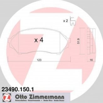 Гальмівні колодки, дискове гальмо (набір) ZIMMERMANN 234901501 (фото 1)