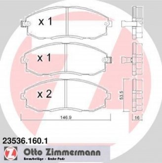 Гальмівні колодки, дискове гальмо (набір) ZIMMERMANN 235361601 (фото 1)