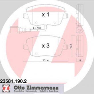 Дисковые тормозные колодки (передние) ZIMMERMANN 235811902 (фото 1)