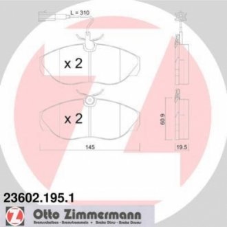 Гальмівні колодки, дискове гальмо (набір) ZIMMERMANN 236021951 (фото 1)