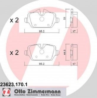 Дисковые тормозные колодки (задние) ZIMMERMANN 23623.170.1 (фото 1)