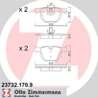 Гальмівні колодки, дискове гальмо (набір) ZIMMERMANN 237321709 (фото 1)