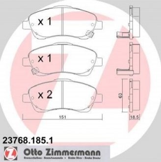 Дисковые тормозные колодки (передние) ZIMMERMANN 23768.185.1 (фото 1)