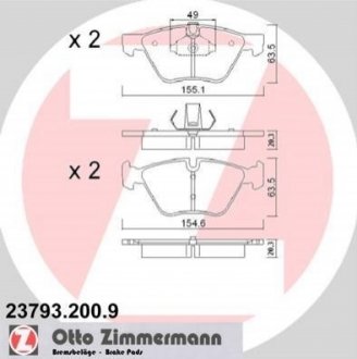 Гальмівні колодки, дискове гальмо (набір) ZIMMERMANN 237932009 (фото 1)