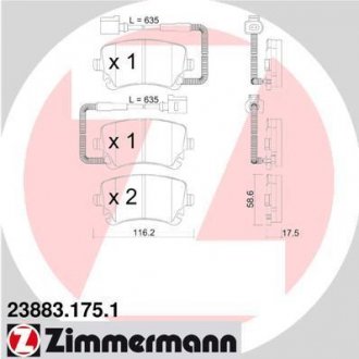 Дисковые тормозные колодки (задние) ZIMMERMANN 238831751 (фото 1)