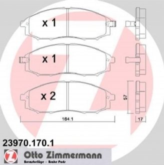 Гальмівні колодки, дискове гальмо (набір) ZIMMERMANN 239701701 (фото 1)