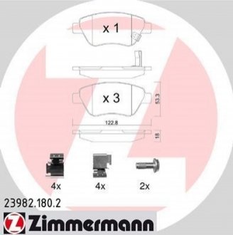 Гальмівні колодки, дискове гальмо (набір) ZIMMERMANN 239821802 (фото 1)
