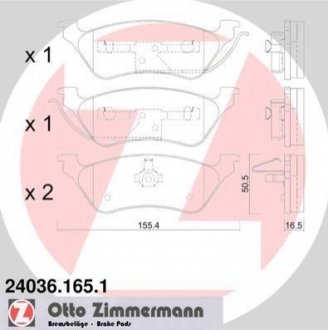 Гальмівні колодки, дискове гальмо (набір) ZIMMERMANN 240361651 (фото 1)