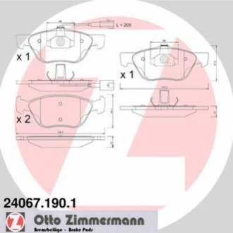 Гальмівні колодки, дискове гальмо (набір) ZIMMERMANN 240671901 (фото 1)
