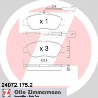Дискові гальмівні колодки (передні) ZIMMERMANN 24072.175.2 (фото 1)