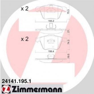 Дисковые тормозные колодки (передние) ZIMMERMANN 24141.195.1 (фото 1)