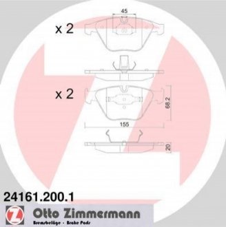 Гальмiвнi колодки дисковi ZIMMERMANN 241612001 (фото 1)