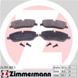 Дисковые тормозные колодки (передние) ZIMMERMANN 24191.180.1 (фото 1)