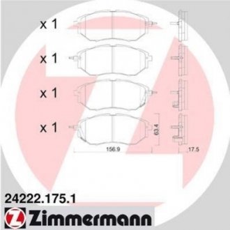 Дисковые тормозные колодки ZIMMERMANN 24222.175.1 (фото 1)