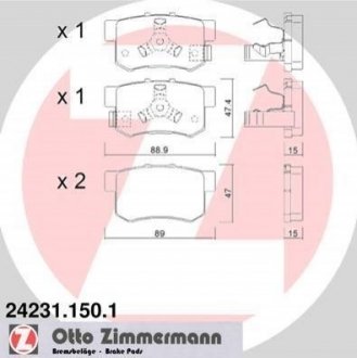 Дисковые тормозные колодки (задние) ZIMMERMANN 24231.150.1 (фото 1)