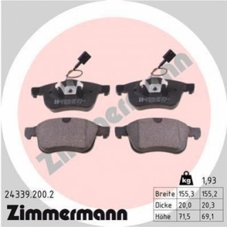 Гальмівні колодки, дискове гальмо (набір) ZIMMERMANN 243392002 (фото 1)
