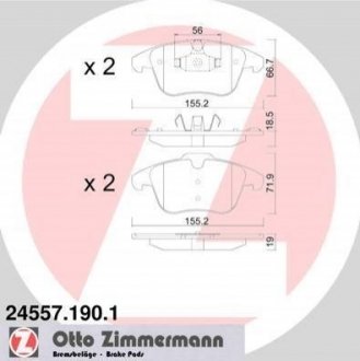 Дисковые тормозные колодки (передние) ZIMMERMANN 24557.190.1 (фото 1)