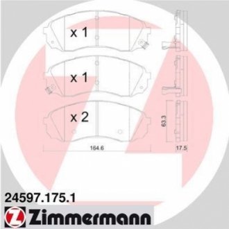 Гальмівні колодки, дискове гальмо (набір) ZIMMERMANN 245971751 (фото 1)