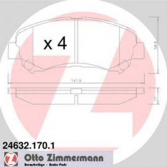 Дисковые тормозные колодки (передние) ZIMMERMANN 24632.170.1 (фото 1)
