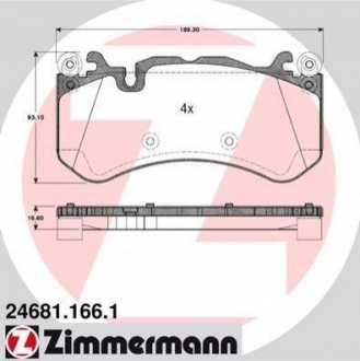 Дисковые тормозные колодки (передние) ZIMMERMANN 246811661 (фото 1)