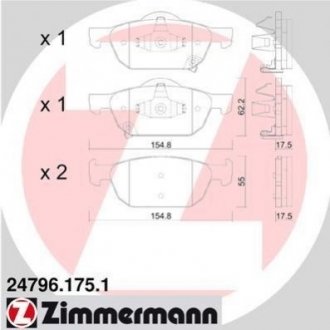 Дисковые тормозные колодки (передние) ZIMMERMANN 24796.175.1 (фото 1)