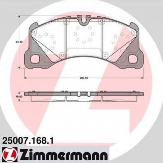 Дисковые тормозные колодки (передние) ZIMMERMANN 250071681 (фото 1)