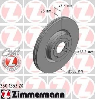 Тормозной диск (передний) ZIMMERMANN 250.1353.20 (фото 1)