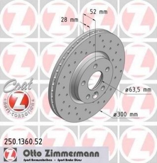 Тормозной диск (передний) ZIMMERMANN 250.1360.52 (фото 1)